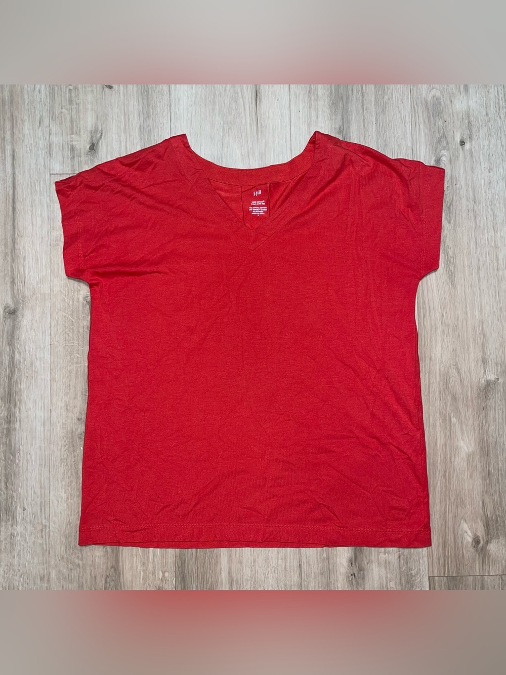 Cotten Blend Women’s SM- J. Jill Super Soft Red V-Neck Short Sleeve Tee EUC